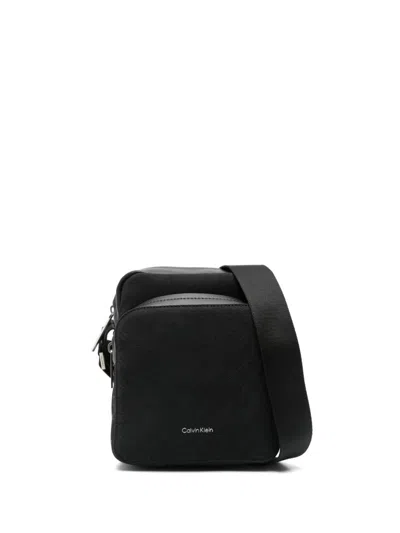Calvin Klein Logo-print Shoulder Bag In Black