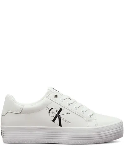 Calvin Klein Logo-print Sneakers In White