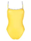 Calvin Klein Logo-print Strap Swimsuit In Yellow