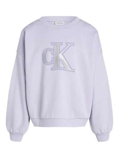 Calvin Klein Logo-print Sweatshirt In Purple