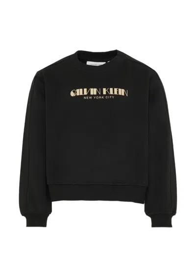 Calvin Klein Kids' Logo-print Sweatshirt In Black
