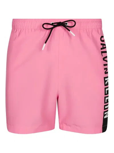 Calvin Klein Logo-print Swim Shorts In Pink