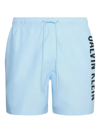 Calvin Klein Logo-print Swim Shorts In Blue