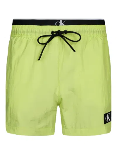 Calvin Klein Logo-print Swim Shorts In Yellow
