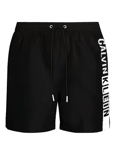 Calvin Klein Logo-print Swim Shorts In Black