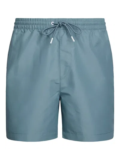 Calvin Klein Logo-print Swim Shorts In Blue