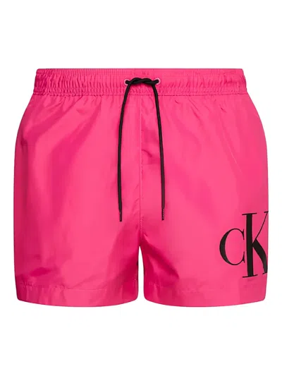 Calvin Klein Logo-print Swim Shorts In Pink