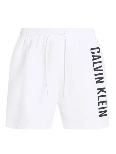 Calvin Klein Logo-print Swim Shorts In White
