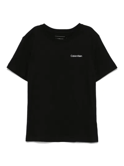 Calvin Klein Kids' Logo-print T-shirt In 黑色