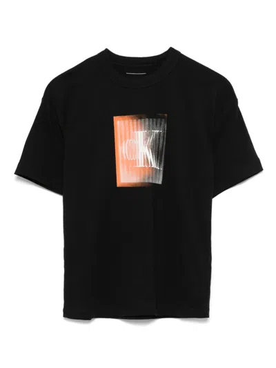 Calvin Klein Kids' Logo-print T-shirt In 黑色