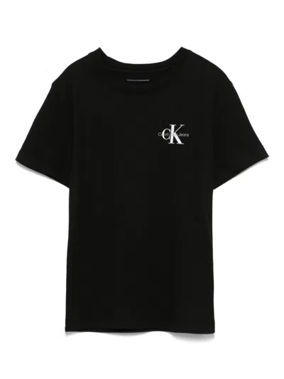 Calvin Klein Kids' Logo-print T-shirt In 黑色