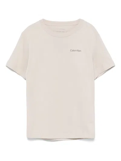 Calvin Klein Kids' Logo-print T-shirt In 灰色