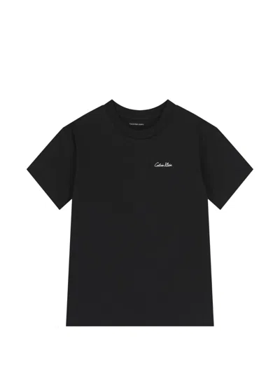 Calvin Klein Kids' Logo-print T-shirt In Black