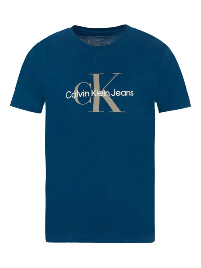 Calvin Klein Kids' Logo-print T-shirt In Blue