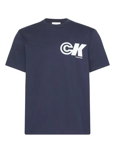 Calvin Klein Logo-print T-shirt In Blue
