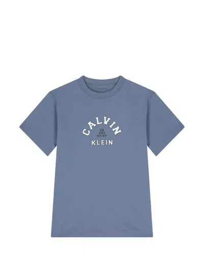 Calvin Klein Kids' Logo-print T-shirt In Blue