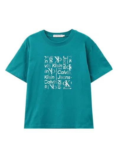 Calvin Klein Kids' Logo Print T-shirt In Blue
