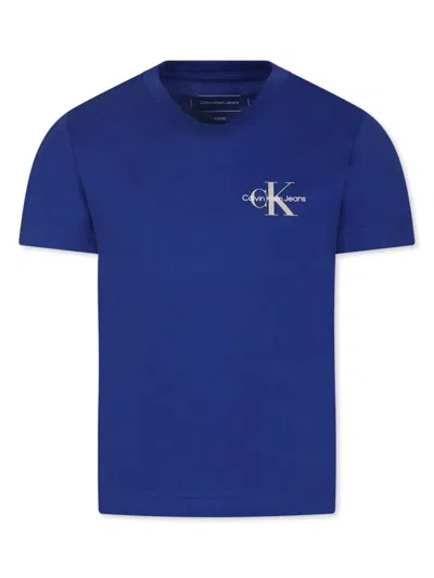 Calvin Klein Kids' Logo-print T-shirt In Blue