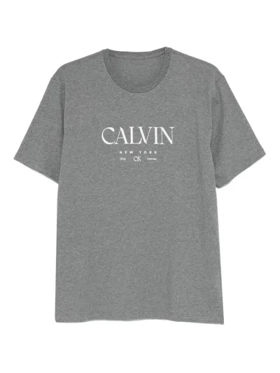 Calvin Klein Logo-print T-shirt In Gray