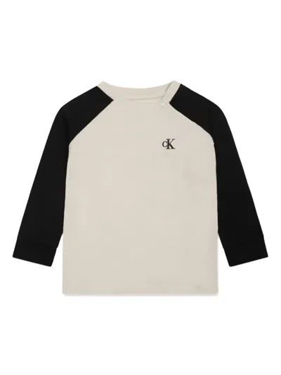 Calvin Klein Babies' Logo-print T-shirt In Neutrals