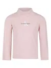 Calvin Klein Pink Turtleneck For Girl With Logo In Pink