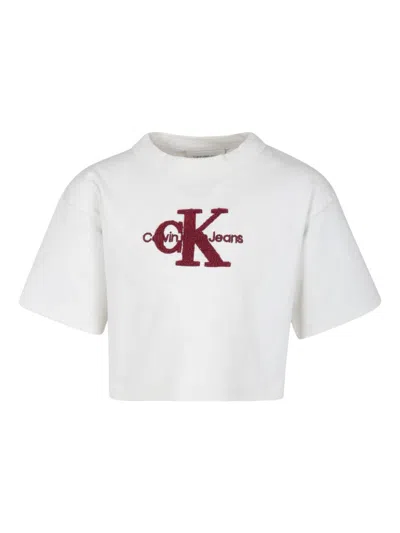 Calvin Klein Kids' Logo-print T-shirt In Weiss