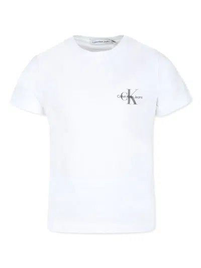 Calvin Klein Kids' Logo-print T-shirt In White