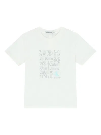 Calvin Klein Kids' Logo Print T-shirt In White