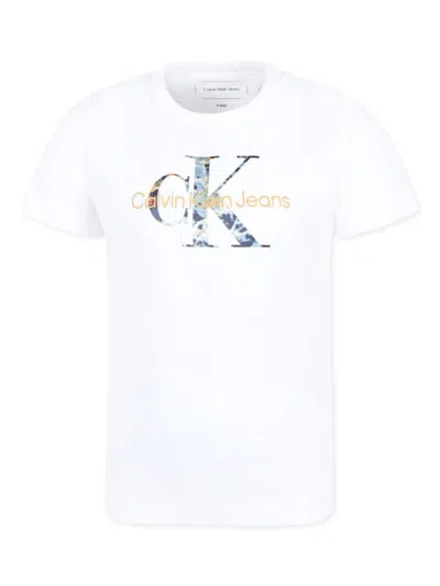 Calvin Klein Kids' Logo-print T-shirt In White