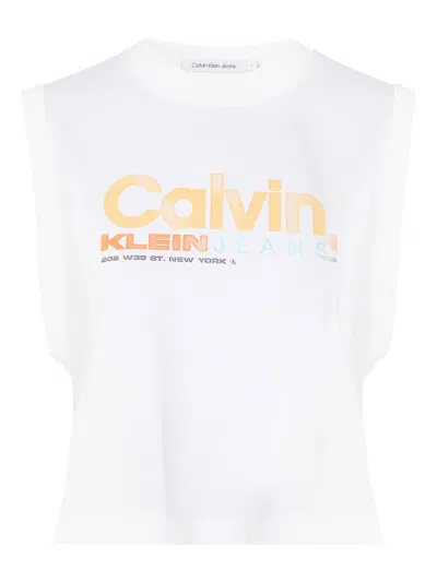 Calvin Klein Logo-print Tank Top In White