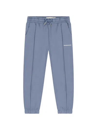Calvin Klein Kids' Logo-print Tracksuit Bottoms In Blue