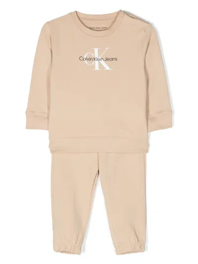 Calvin Klein Babies' Logo-print Tracksuit (set Of Three) In Neutrals