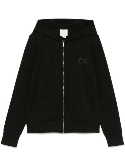 Calvin Klein Logo-raised Hoodie In Black