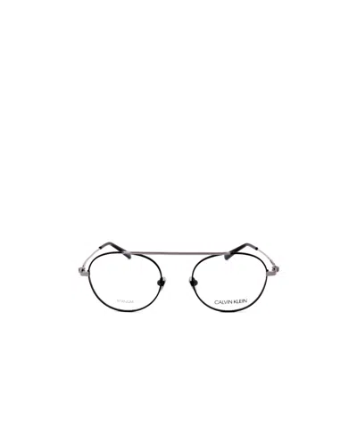 Calvin Klein Logo Round Frame Glasses In Gray
