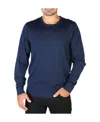 Calvin Klein Logo Round Neck Woolen Sweater In Blue
