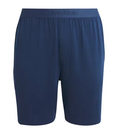Calvin Klein Logo Sleep Shorts In Blue