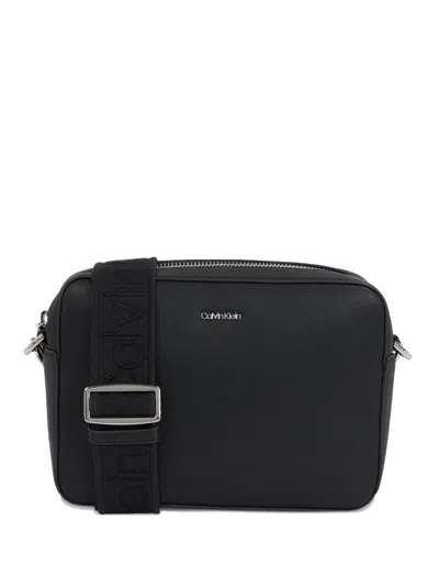 Calvin Klein Logo Strap Shoulder Bag In Black