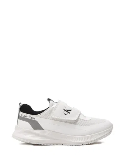 Calvin Klein Kids' Logo-strap Sneakers In White