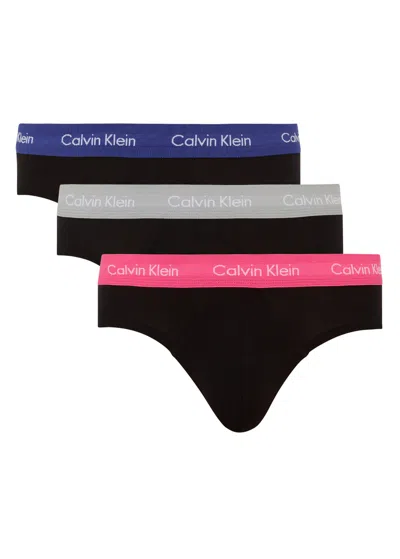 Calvin Klein Logo Stretch-cotton Briefs In Black