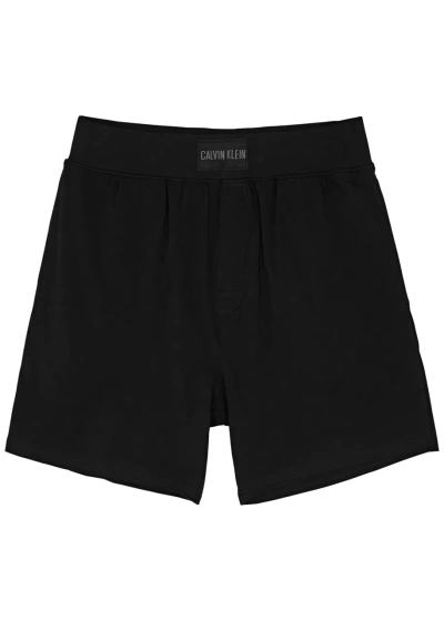 Calvin Klein Logo Stretch-cotton Shorts In Black