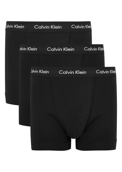 Calvin Klein Logo Stretch-cotton Trunks In Black
