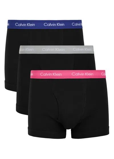 Calvin Klein Logo Stretch-cotton Trunks In Black