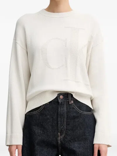 Calvin Klein Logo Sweater In White
