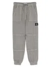 Calvin Klein Logo Tag Ribbed-detailed Jogging Trousers In Grey