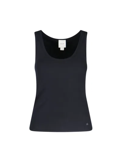 Calvin Klein Logo Tank Top In Blue