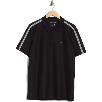 Calvin Klein Logo Tape Zip Polo In Black