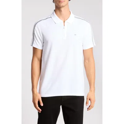 Calvin Klein Logo Tape Zip Polo In White