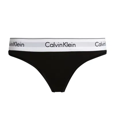 Calvin Klein Logo Thong In Black