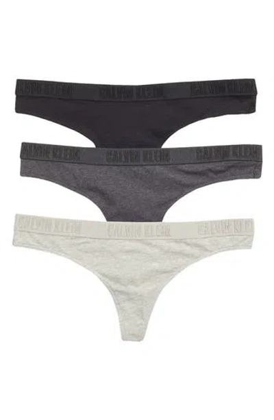 Calvin Klein Logo Thong In Black/grey Multi