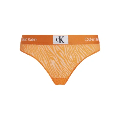 Calvin Klein Logo Thong In Orange